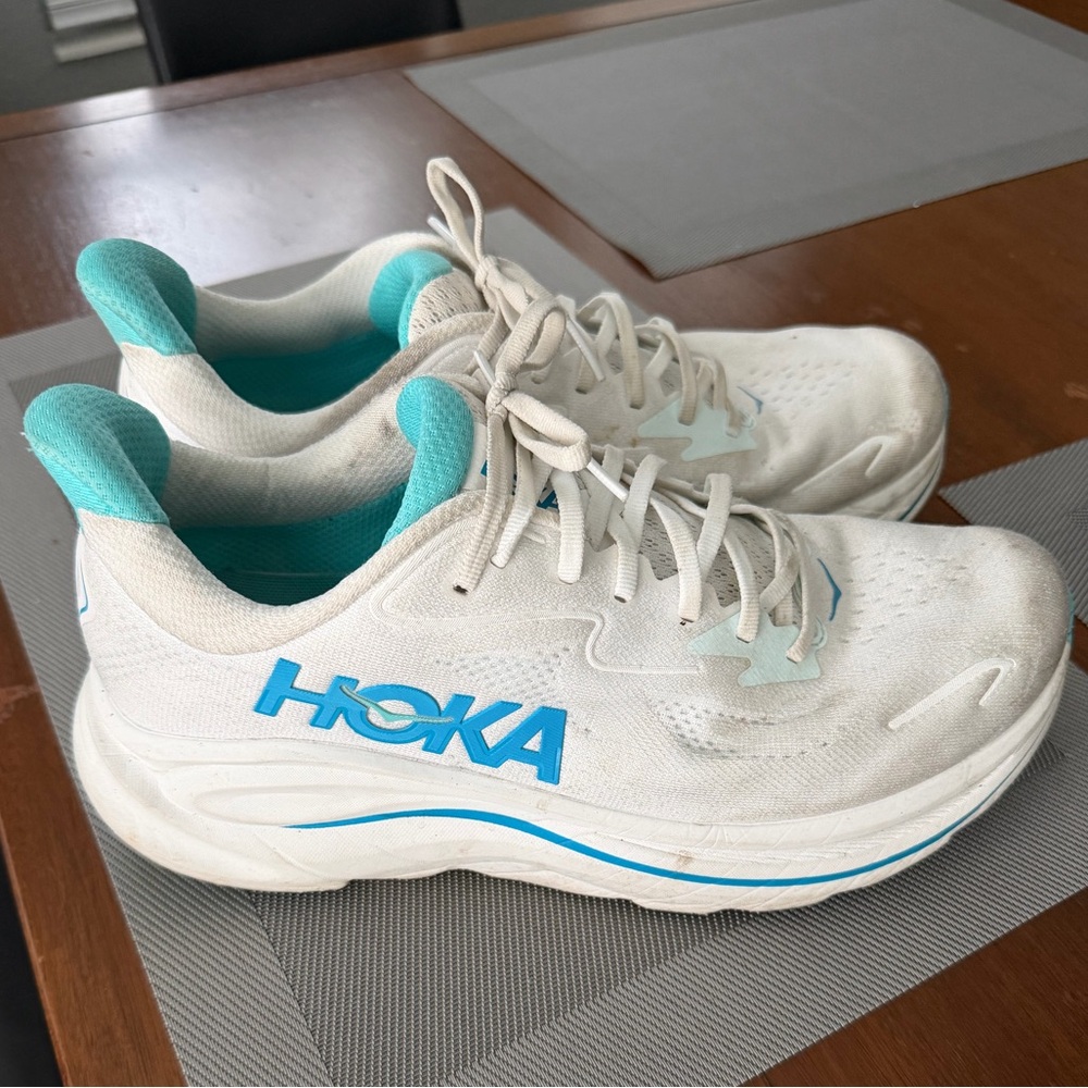 Hoka White and Teal Clifton 10s Size Men’s 10D
